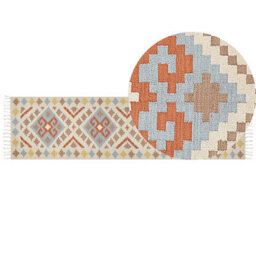 Beliani Rug Atan Multicolour 80 X 300 Cm Cotton Kilim - thumbnail 1