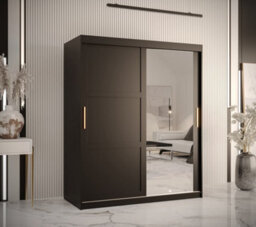 Arte Ramiro Ii Contemporary 2 Sliding Door Wardrobe 5 Shelves 2 Rails Black Matt (H)2000mm (W)1500mm (D)620mm - thumbnail 2