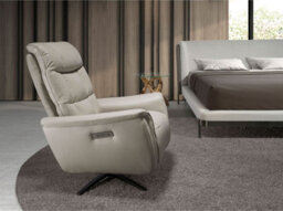 Angel Cerda Stylish Grey Leather Swivel Armchair For Modern Living Spaces - thumbnail 2