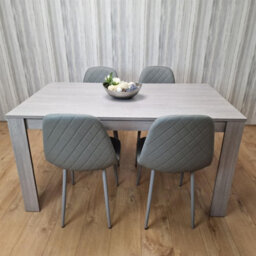 Kosy Koala Dining Table And 4 Chairs Grey 4  Grey Leather Chairs Wood Dining Set Furniture