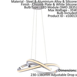 Ceiling Pendant Light Chrome Plate & White Silicone 35W Led Bulb Included - thumbnail 2