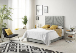 "Somnior Beds Platinum Divan Bed Set With 2 Drawers With Mattress & 30"" Headboard - Tweed Fabric, Grey, 4Ft6 Double" - thumbnail 1