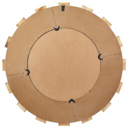 Wyld And Coco Aurora Home Round Wall Mirror 66Cm - Distressed Light Brown Wood Veneer Rustic - thumbnail 3