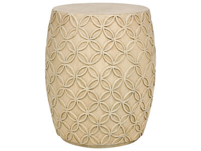Wyld And Coco Accent Light Beige Fiberglass Outdoor Round Drum Side Table, W33 X D33 X H47Cm - image 1