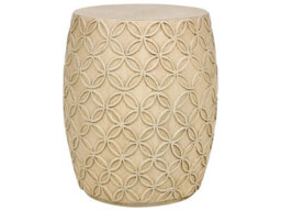 Wyld And Coco Accent Light Beige Fiberglass Outdoor Round Drum Side Table, W33 X D33 X H47Cm - thumbnail 1