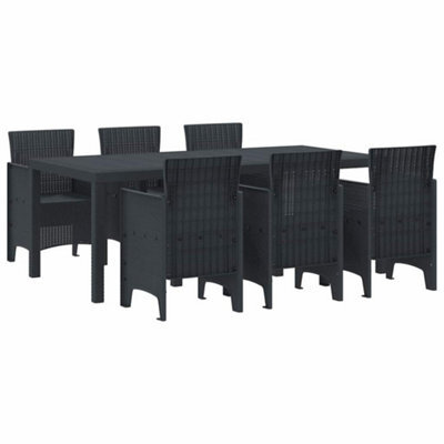 Berkfield Modern Garden Dining Set 7 Pcs Anthracite Polt Rattan - image 1