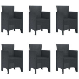 Berkfield Modern Garden Dining Set 7 Pcs Anthracite Polt Rattan - thumbnail 5