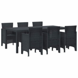 Berkfield Modern Garden Dining Set 7 Pcs Anthracite Polt Rattan - thumbnail 1