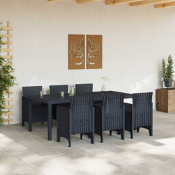 Berkfield Modern Garden Dining Set 7 Pcs Anthracite Polt Rattan - thumbnail 3
