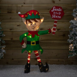 Samuel Alexander 98Cm Light Up Standing Christmas Elf With Red Hat And 50 Warm White Leds - thumbnail 1