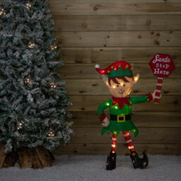 Samuel Alexander 98Cm Light Up Standing Christmas Elf With Red Hat And 50 Warm White Leds - thumbnail 2