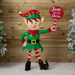 Samuel Alexander 98Cm Light Up Standing Christmas Elf With Red Hat And 50 Warm White Leds - thumbnail 3