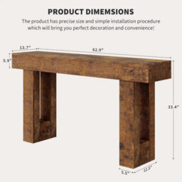 "63"" Entryway Console Table With Storage Sofa Table Behind Couch For Living Room" - thumbnail 2