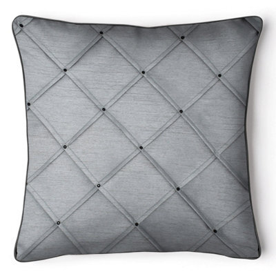 Intimates Pleated Detail Faux Silk Cushion, Zip Closure, Machine Washable, Decorative Sofa Accent - Multicolour