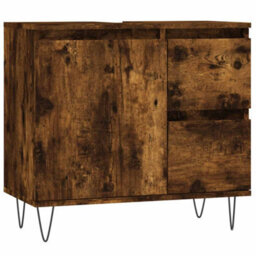 Berkfield Industrial Bathroom Cabinet Smoked Oak 65X33X60 Cm Engineered Wood - thumbnail 1