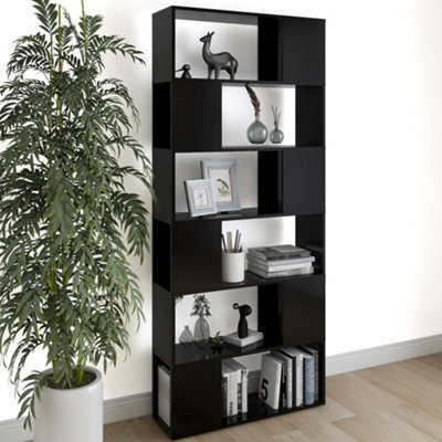 Berkfield Book Cabinet Room Divider Black 80X24X186 Cm Engineered Wood - image 1