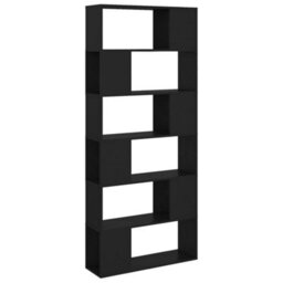 Berkfield Book Cabinet Room Divider Black 80X24X186 Cm Engineered Wood - thumbnail 2