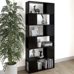 Berkfield Book Cabinet Room Divider Black 80X24X186 Cm Engineered Wood - thumbnail 1