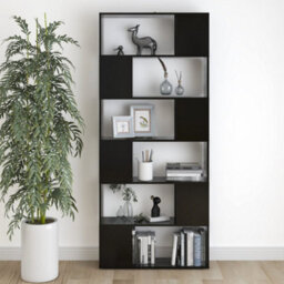 Berkfield Book Cabinet Room Divider Black 80X24X186 Cm Engineered Wood - thumbnail 6