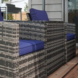 Outsunny 6 Pcs Patio Rattan Sofa Set Conversation Furniture With Storage Blue - thumbnail 9