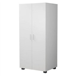 White Wooden 2 Door With 2 Drawer Compact Wardrobe Bedroom Storage Hanging Bar - thumbnail 5