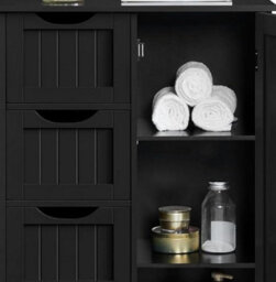 Modcraft Bathroom Floor Cabinet Wooden Freestanding Storage With 4 Drawers & 1 Door Adjustable Shelf , Black - thumbnail 6