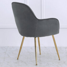Living And Home Set Of 2 Grey Frosted Velvet Dining Chair Set Kitchen Chair Occasional Armchair With Metal Legs - thumbnail 4
