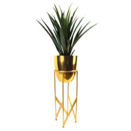 Leaf 90Cm Gold Planter With Artificial Yukka Plant - thumbnail 1