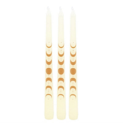 Something Different Moon Phases Taper Candle (Pack Of 3) Off White (One Size) - image 1