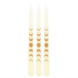 Something Different Moon Phases Taper Candle (Pack Of 3) Off White (One Size) - thumbnail 1