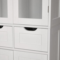 Thehotsale Mdf Tall Storage Cabinet With Glass Door And Drawers In White - thumbnail 7