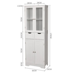 Thehotsale Mdf Tall Storage Cabinet With Glass Door And Drawers In White - thumbnail 8
