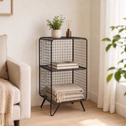 M Modern Freestanding Wire Cube Bookcase Iron Storage Shelf - thumbnail 5