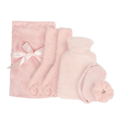 Ohs Cosy Fleece Gift Set Womens Christmas Winter Hot Water Bottle 5Pc - Blush - image 1