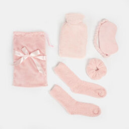Ohs Cosy Fleece Gift Set Womens Christmas Winter Hot Water Bottle 5Pc - Blush - thumbnail 3