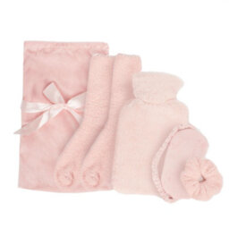 Ohs Cosy Fleece Gift Set Womens Christmas Winter Hot Water Bottle 5Pc - Blush - thumbnail 1
