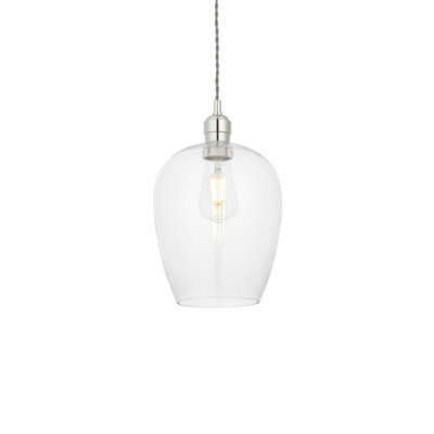 Luminosa Lighting Luminosa Livorno Single Pendant Ceiling Lamp, Bright Nickel Plate, Glass - image 1