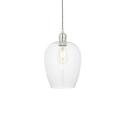 Luminosa Lighting Luminosa Livorno Single Pendant Ceiling Lamp, Bright Nickel Plate, Glass - thumbnail 1