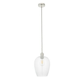 Luminosa Lighting Luminosa Livorno Single Pendant Ceiling Lamp, Bright Nickel Plate, Glass - thumbnail 6