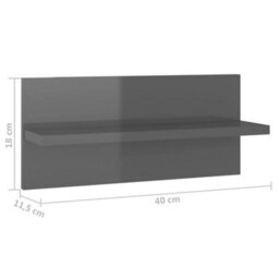 Berkfield Wall Shelves 4 Pcs High Gloss Grey 40X11.5X18 Cm - thumbnail 9