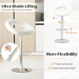 Costway Swivel Bar Stool Set Of 2 Height Adjustable Pu Leather Counter Stools - thumbnail 7