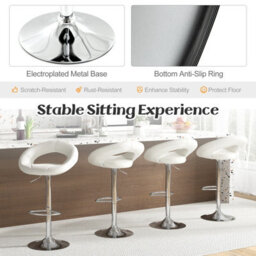 Costway Swivel Bar Stool Set Of 2 Height Adjustable Pu Leather Counter Stools - thumbnail 8