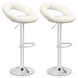Costway Swivel Bar Stool Set Of 2 Height Adjustable Pu Leather Counter Stools - thumbnail 2