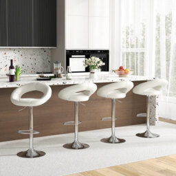 Costway Swivel Bar Stool Set Of 2 Height Adjustable Pu Leather Counter Stools - thumbnail 5