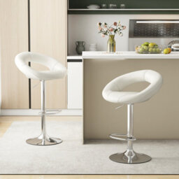 Costway Swivel Bar Stool Set Of 2 Height Adjustable Pu Leather Counter Stools - thumbnail 1