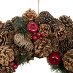GreenBrokers Premium Quality Christmas Hanging Wreath 48Cm - Festive Pine Cone Display With Red Berries - thumbnail 6