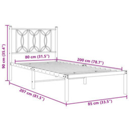 Berkfield Metal Bed Frame Without Mattress With Headboard Black 80X200Cm - thumbnail 8