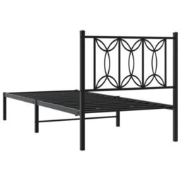Berkfield Metal Bed Frame Without Mattress With Headboard Black 80X200Cm - thumbnail 6