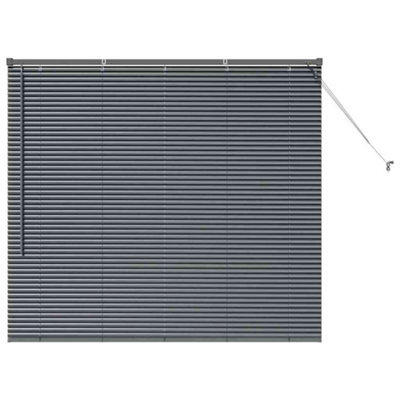 Berkfield Modern Window Blind With Curtains Manual Dark Grey Aluminium