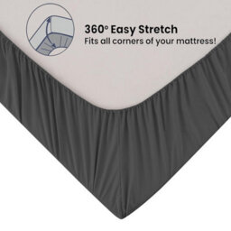 "Ameha Fitted Sheet 40Cm Extra Deep Pocket Elastic Corners Soft Microfiber Fitted Sheet 16"" Charcoal (Super King 180X200Cm)" - thumbnail 8
